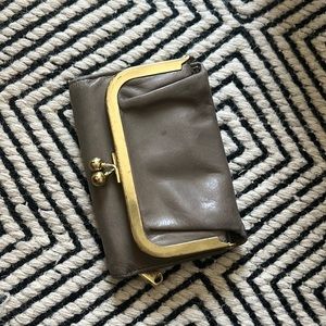 Grey leather Hobo Wallet